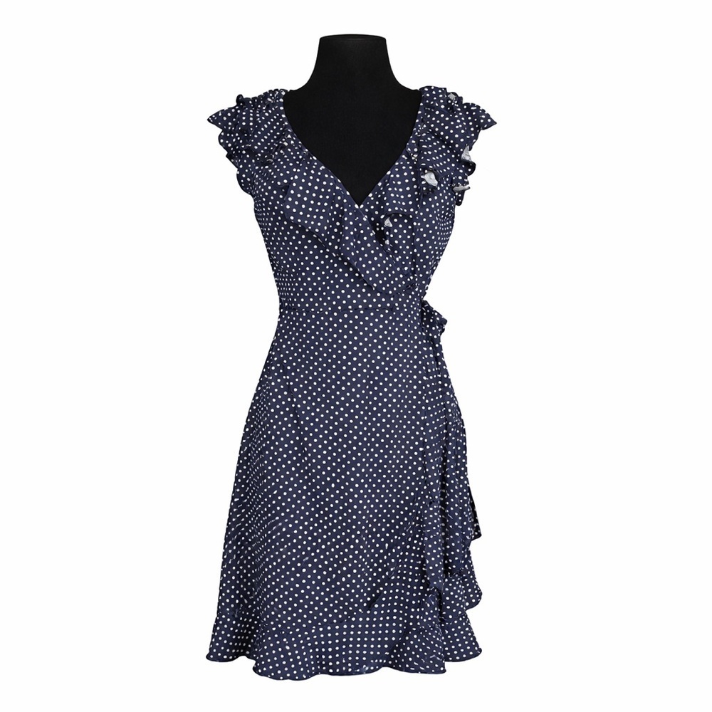 SUSIE ROSE Women’s Polka Dot Wrap Dress Navy & White Size Large (11-13)